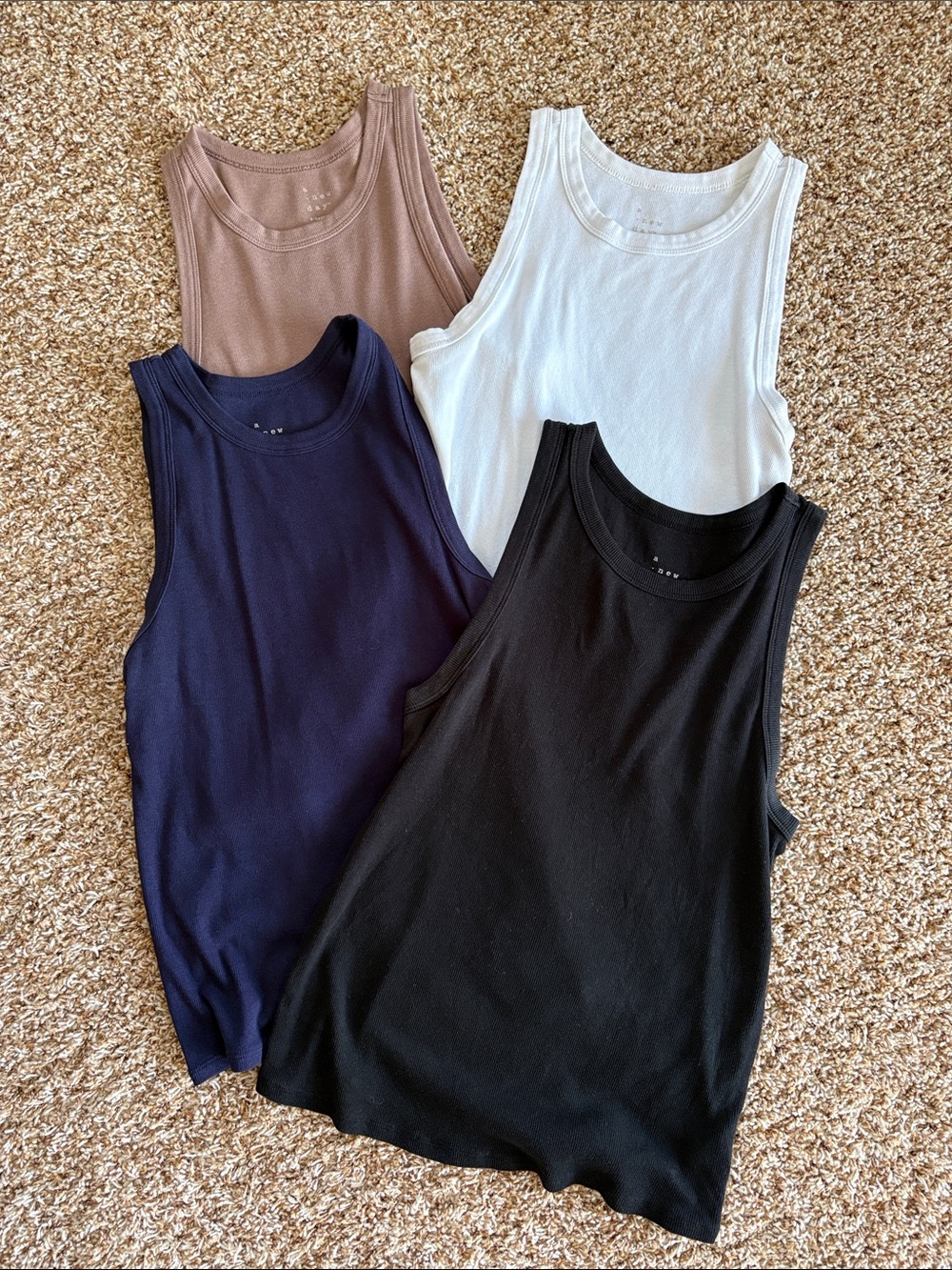 a new day Classic Ribbed High-Neck Tank Top Bundle - Black, White, Navy, Taupe